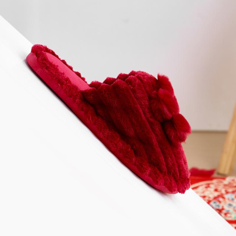 Wedding slippers Baotou autumn and winter a pair of big red festive newlyweds cotton tray wedding woman bride dowry
