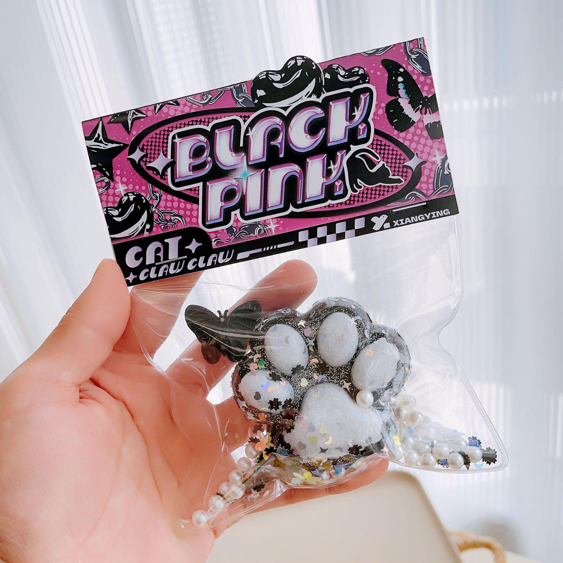 

Розовая и черная кошачья лапка, игрушка-антистресс для сжимания - Мягкая, похожая на грязь, декомпрессионная вещь в слепом пакете