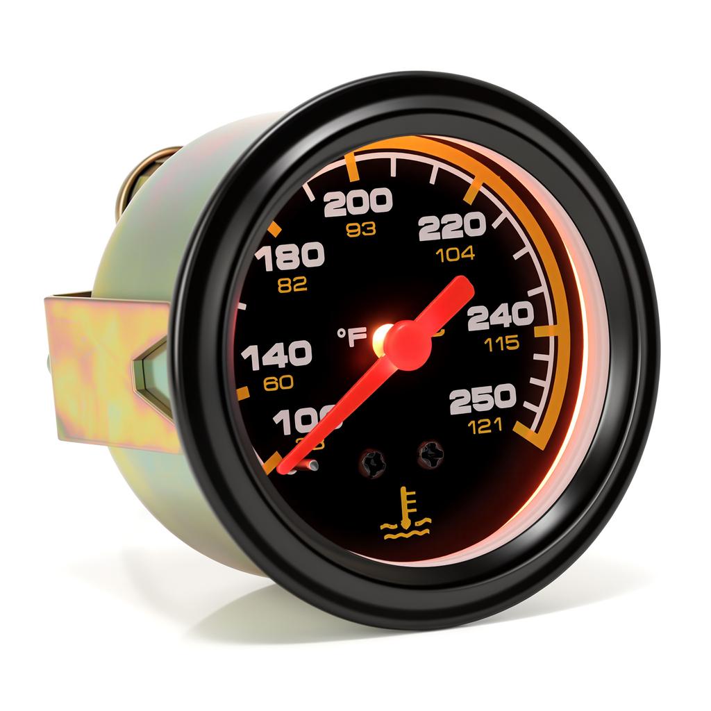 2" 52mm Metal Mechanical Thermometer 38-121℃/100-250℉ Car Water Temp Meter With NPT 1/2-14 Sensor for 12V Car Boat Truck Vehicle