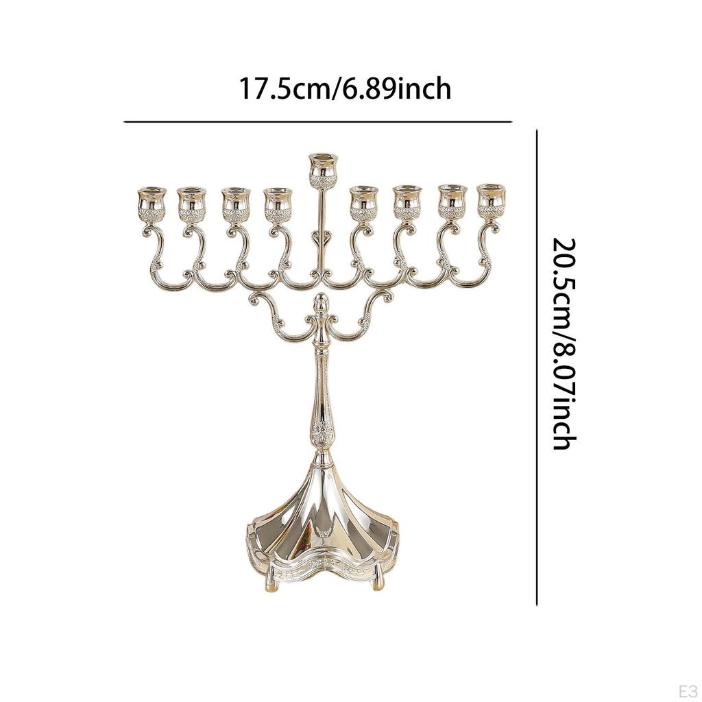 9 Branch Menorah Candle Holder for Hanukkah, Ideal Birthday Parties And Weddings.