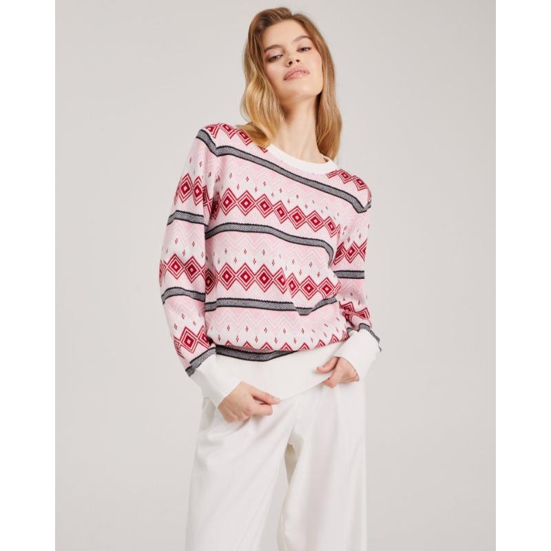 Women's Fall/winter Knitted Jacquard Crew-neck Sweater