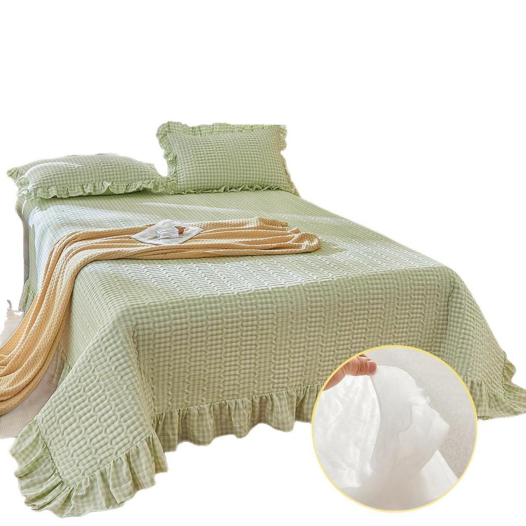 2025 Korean Style Pure Cotton Lace Yarn-Dyed Bedspread Set - 3 Piece