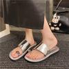 2025 Summer New European Products Personalized Toes European and American Style Flat Bottom Cool Slippers Women Wear Beach Sandals Soft Sole Drag
