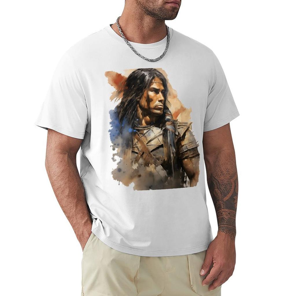 The Idealized Native American A Realistic Fantasy Watercolor Portrait TShirt Work Style Casual TShirt