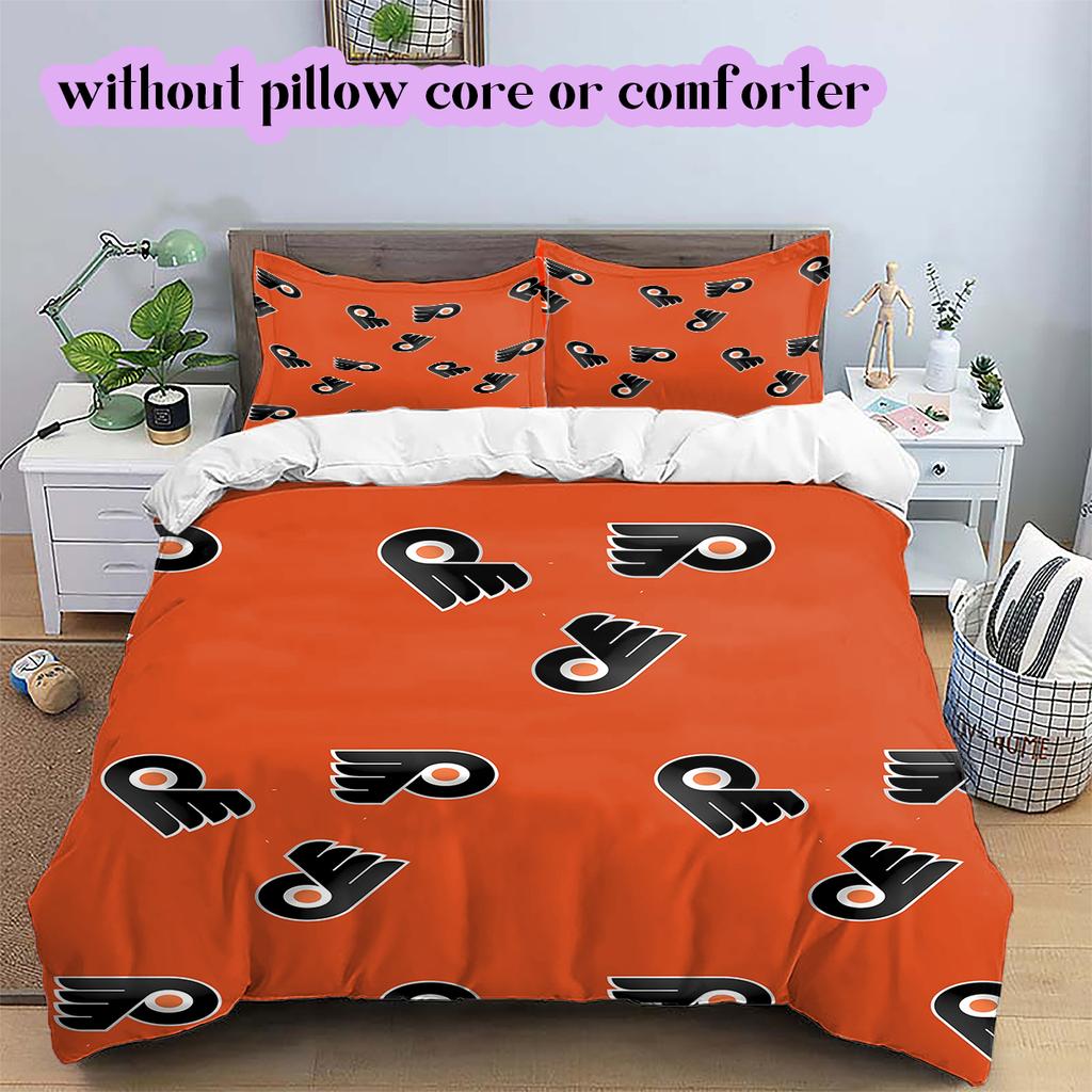 Set cu model logo hochei pe gheață cuvertură cu față de pernă Decorare casă Cadou de ziua de naștere (1*husa de pilotă+ 2*fețe de pernă, fără umplutură)