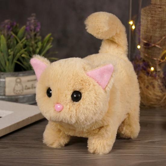 Interaktive Laufende Katze Puppe Miaut Läuft Schwanz Wedelt Berührung Sprachbefehle Miau Laufen Katzenspielzeug Heimdeko