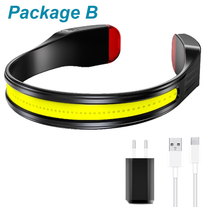 COB LED HeadLamp Type-C USB Rechargeable Headlight Multifunction Light Portable Head Flashlight Lamp Tail White Lamp; Red light