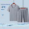 Ice Silk Short Sleeve Summer Pajama Set - Seamless Round Neck, Lightweight Home Sportswear
