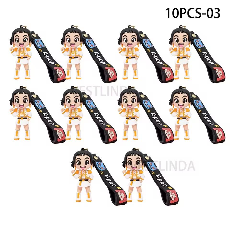 1/10PCS KPOP Demon Hunters Keychain Tiger Character PVC Model Keychain Adorable Harajuku Style Key Ring for Friends Fans Halloween