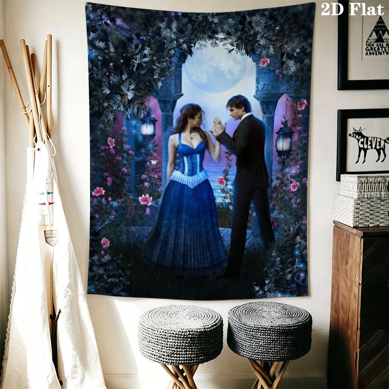 The Vampire Diaries Wall Tapestry Aesthetic Wall Hanging Printed Fabric Blanket Decorative Tapestries for Bedroom Living Room Home Decor