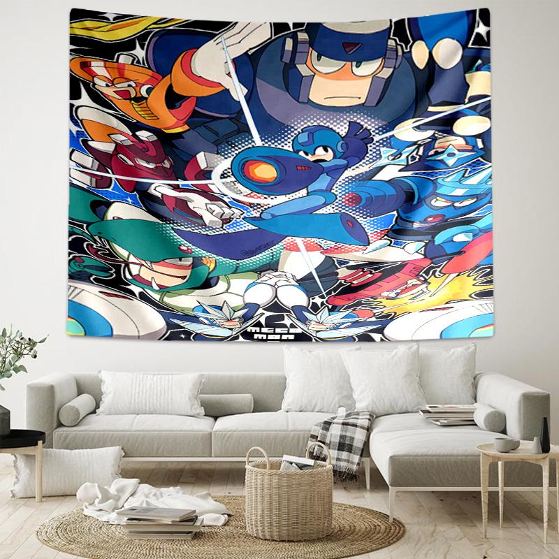1pc Cartoon Rockman Game Megaman1 Tapestry, Living Room, Bedroom, Office, Party Decor, Ideal Festive Gift