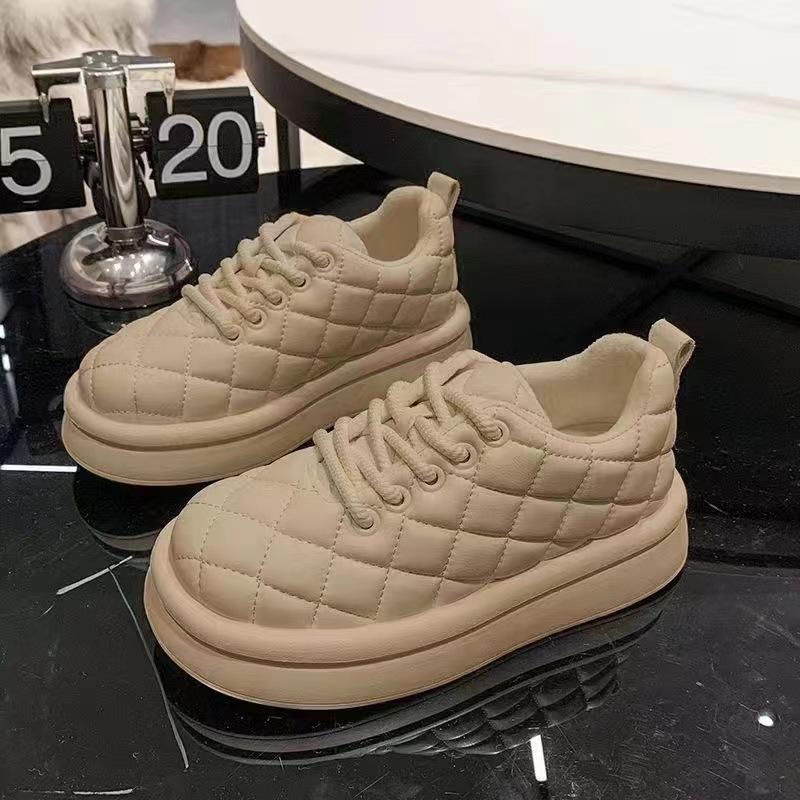 

Осенне-зимняя мягкая и теплая женская хлопковая обувь 2024 года, новые дышащие нескользящие женские вулканизированные кроссовки с толстой подошвой 40 хаки