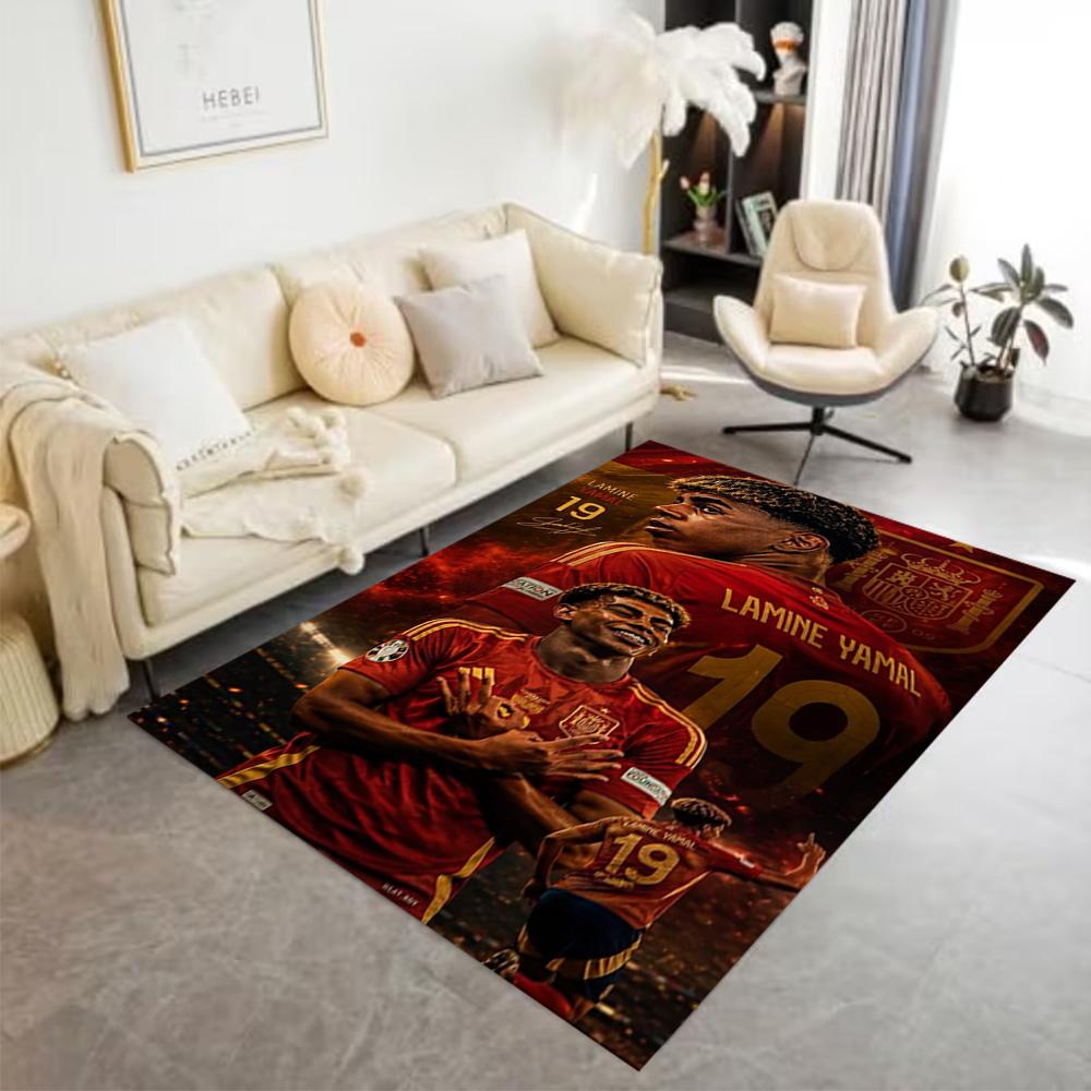 Lamine Yamal's Fußballreise Teppich Perfekt für Balkon Esszimmer im Freien Eingangsbereich Rutschfester Teppich Anime Büro Dekor Hochzeitsfeier Geschenk