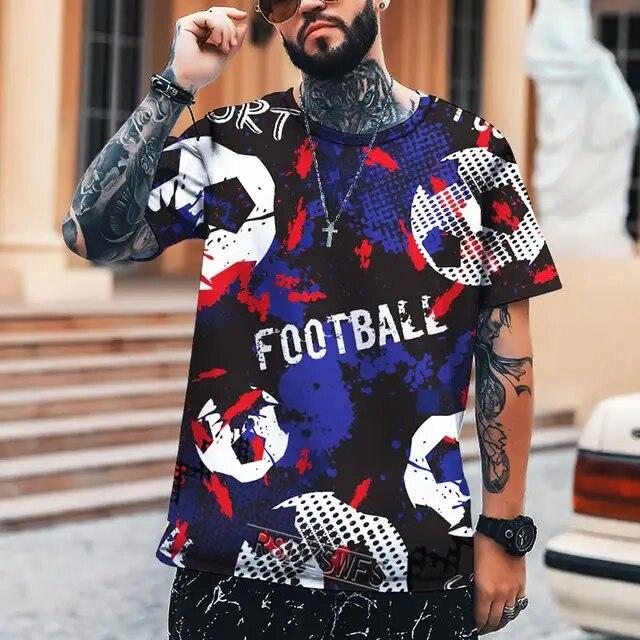 Letní pánské tričko Fotbalové mistrovství světa Cool 3D potisk Tričko s kulatým výstřihem Vysoce kvalitní S-6XL