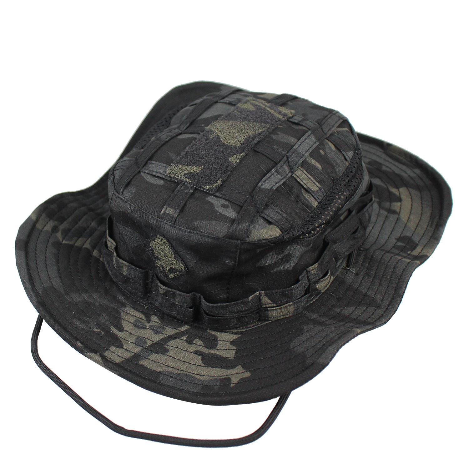 Nouveau Chapeau Boonie Tactique Camouflage Large Bord Chapeau Seau Benny Hommes Femmes Sports Extérieurs Chapeaux Multicam Pour Pêche Randonnée Chasse black