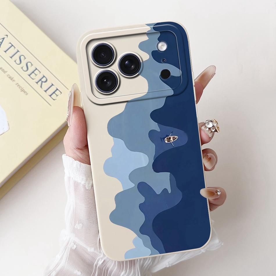 For iPhone 17 Pro Max 17Pro Fashion Dusk Beach Painting Phone Case For iPhone17 Pro 17ProMax Soft Silicone Cases Bumpers