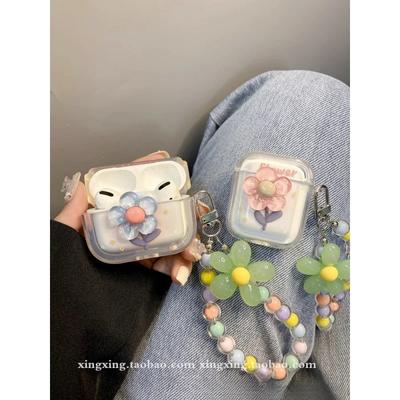 Ins 3D Cute Flowers Cases for Apple Airpods Pro 2nd Bluetooth Headphone Cover for AirPods 1 2 3 Protective Case Keychain Girls