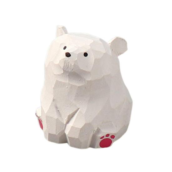 

Резная фигурка медведя из цельного дерева, мини-фигурка животного, игрушечная модель, статуя, скульптура, украшение для рабочего стола, орнамент, праздничный подарок