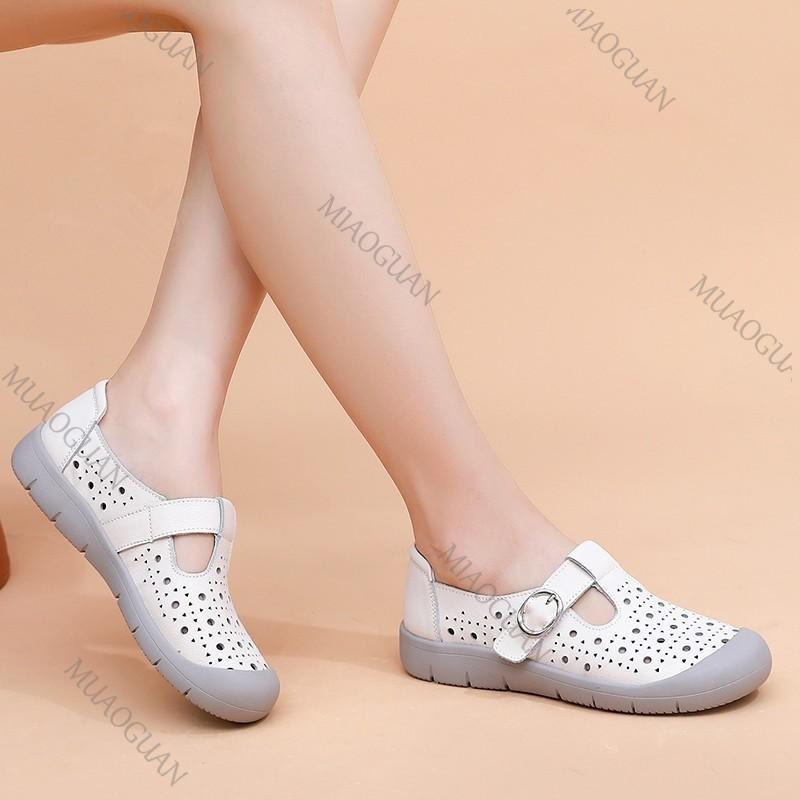 Fashion Retro Baotou Sandals Women Summer Outside Wear New Fashion Flat Bottom Shoes for Women Casual Breathable Hollow Female Moccasin