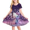 Sanrio New Summer Girls Dress Fashion Cartoon Cute Cinnamoroll &Hello Kitty 3D Printing Dress Kid Short Sleeve Princess Clothing