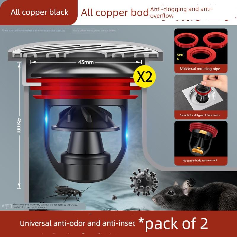 All-Copper Floor Drain Deodorizer, Bathroom Sewer Anti-Odor Seal Cover, Toilet Anti-Odor Inner Core Odor-Blocking Device