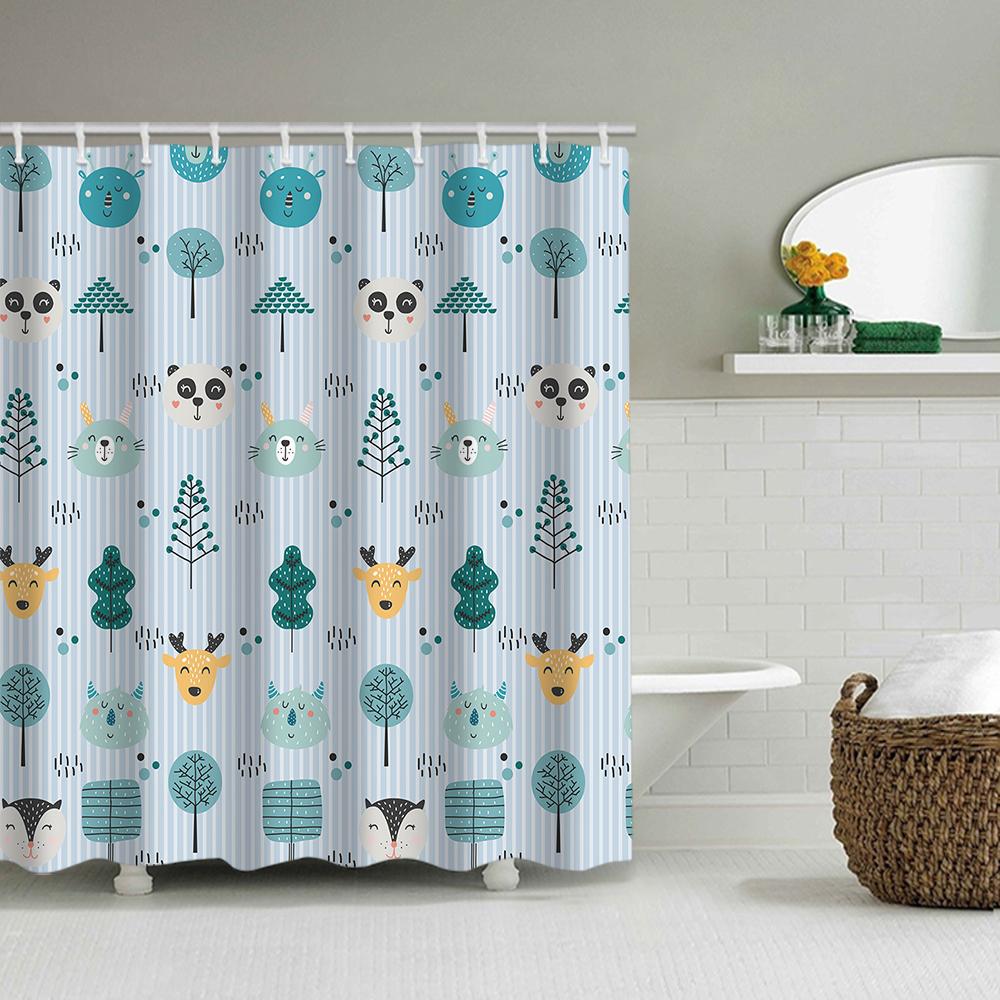 

1/4 Простые животные шторки для душа, Украшение сиденья унитаза, Шторка для душа с ковриком и крышкой унитаза, 12 крючков 70,8x70,8 дюйма 180*180cm