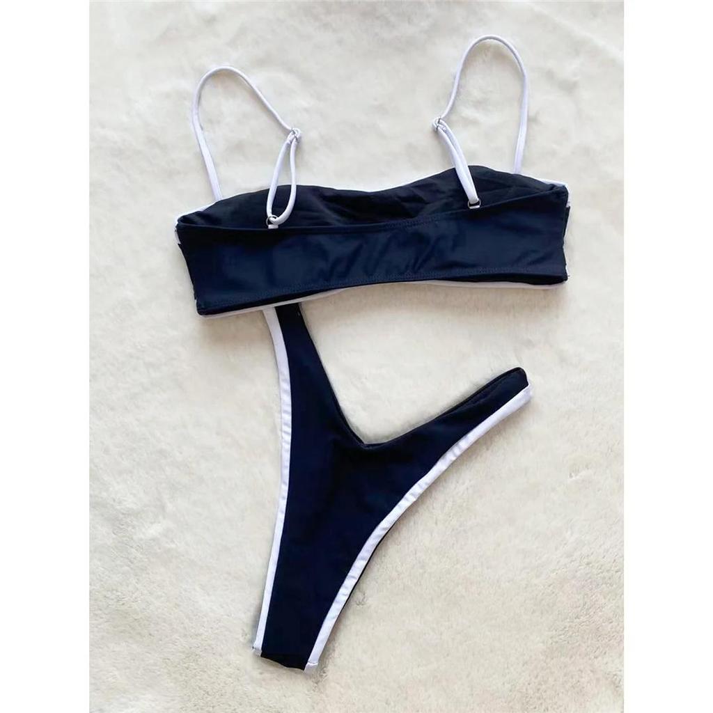 Sexy Splicing Mini Thong High Leg Cut Bikini Female Swimsuit Women Swimwear Two-pieces Bikini set Bather Bathing Suit Swim