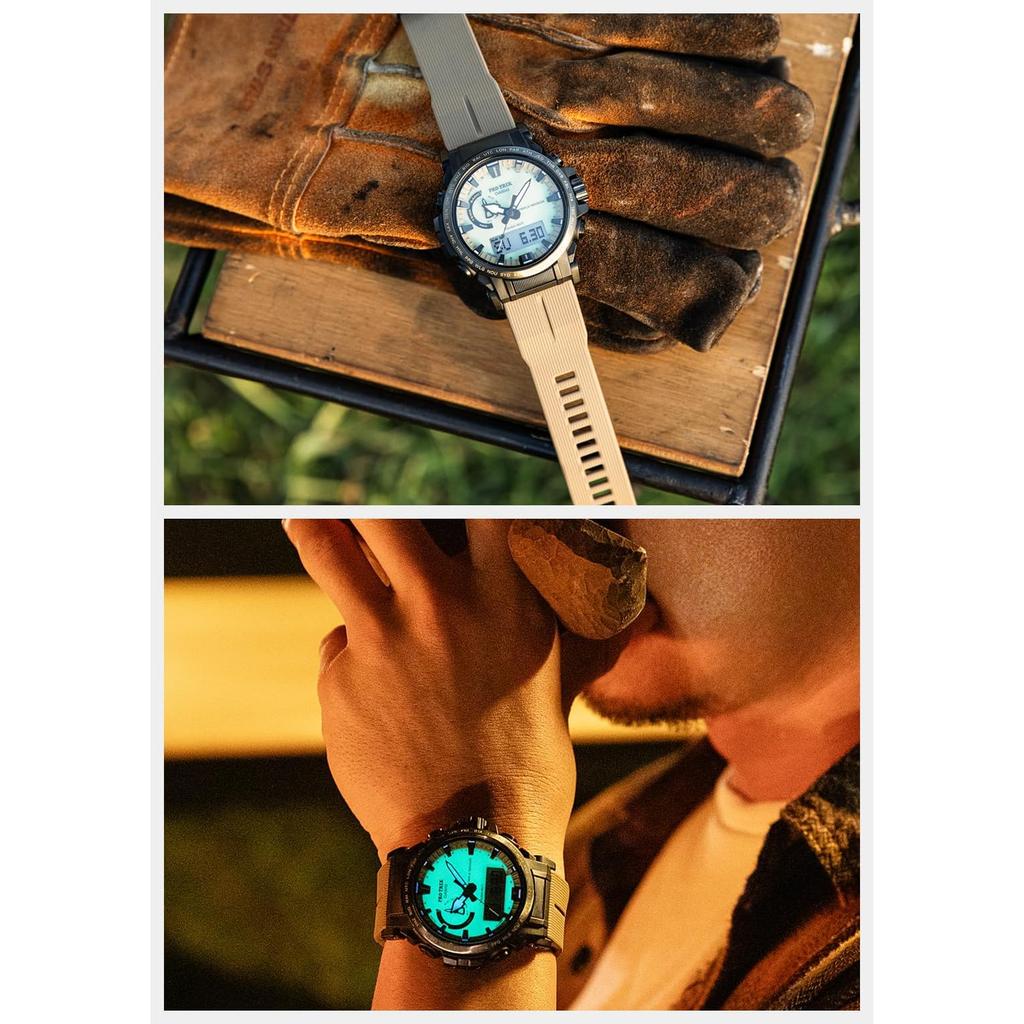 [CASIO] PRO TREK Climber Line PRW-61LD-5JF Herren Solaruhr mit Funkempfang, Biokunststoff, Dunkles Kojote