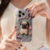 Pug HAPPY Letter Sunglasses Star Wavy Edge Phone Case for iPhone 17 16 15 14 13 12 11 8 7 Plus Pro Max Funny Dog