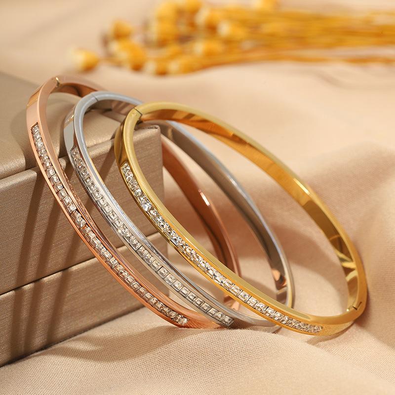 Titanium Steel Bracelet - Fashionable and Versatile for Women, Full of Diamonds, Stainless Steel Bracelet, Unique Handcrafted Bracelet