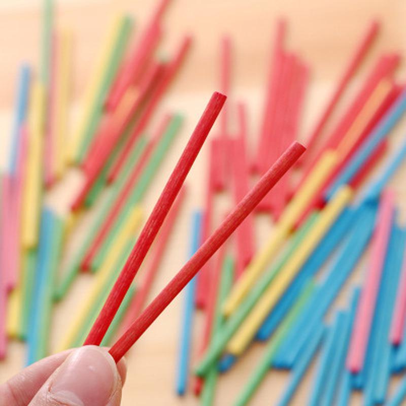100PCS Math Manipulatives Color Wooden Counting Sticks Kids Preschool Educational Toys