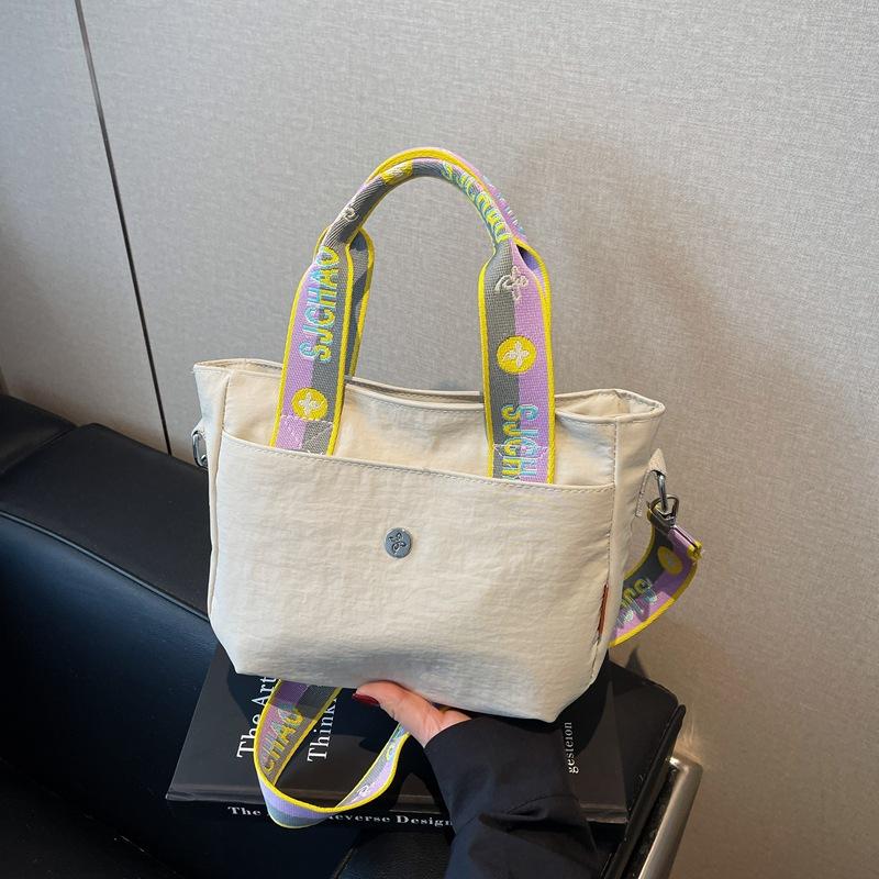 Canvas Bag Women's New Large-capacity Summer Versatile Broadband Messenger Bag College Student Portable Tote Bag