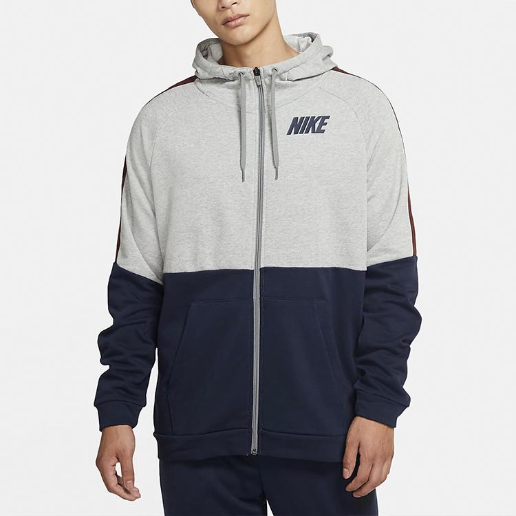 Nike Dri-Fit Color Block Full-Zip Hooded Training Jacket Men Jackets Dark-Grey CU6034-063