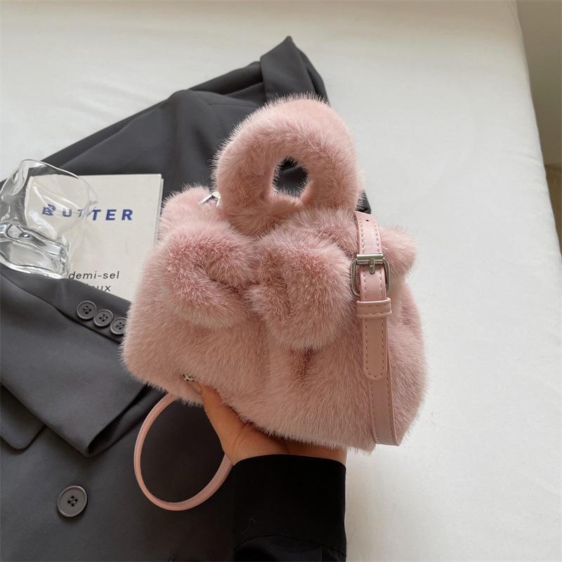 Women's High-End 2025 Plush Shoulder and Messenger Bag - Versatile Autumn/Winter Bucket Bag