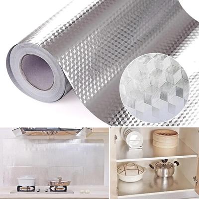 Aluminum Foil Kitchen Stickers Self Adhesive Oil Proof Stove Cabinet Stickers Waterproof Wall Stickers Wallpaper For Furniture