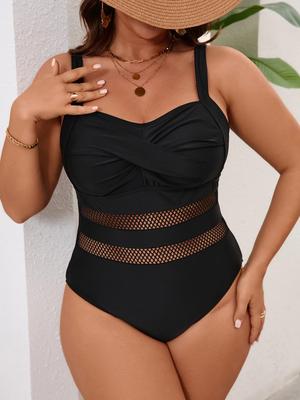 2026 Women's Plus Size Black One-Piece Slimming Swimsuit