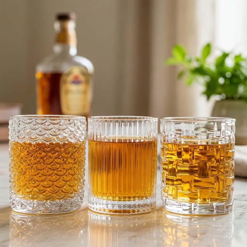 OLOEY Vertical Stripe Square Whiskey Glasses