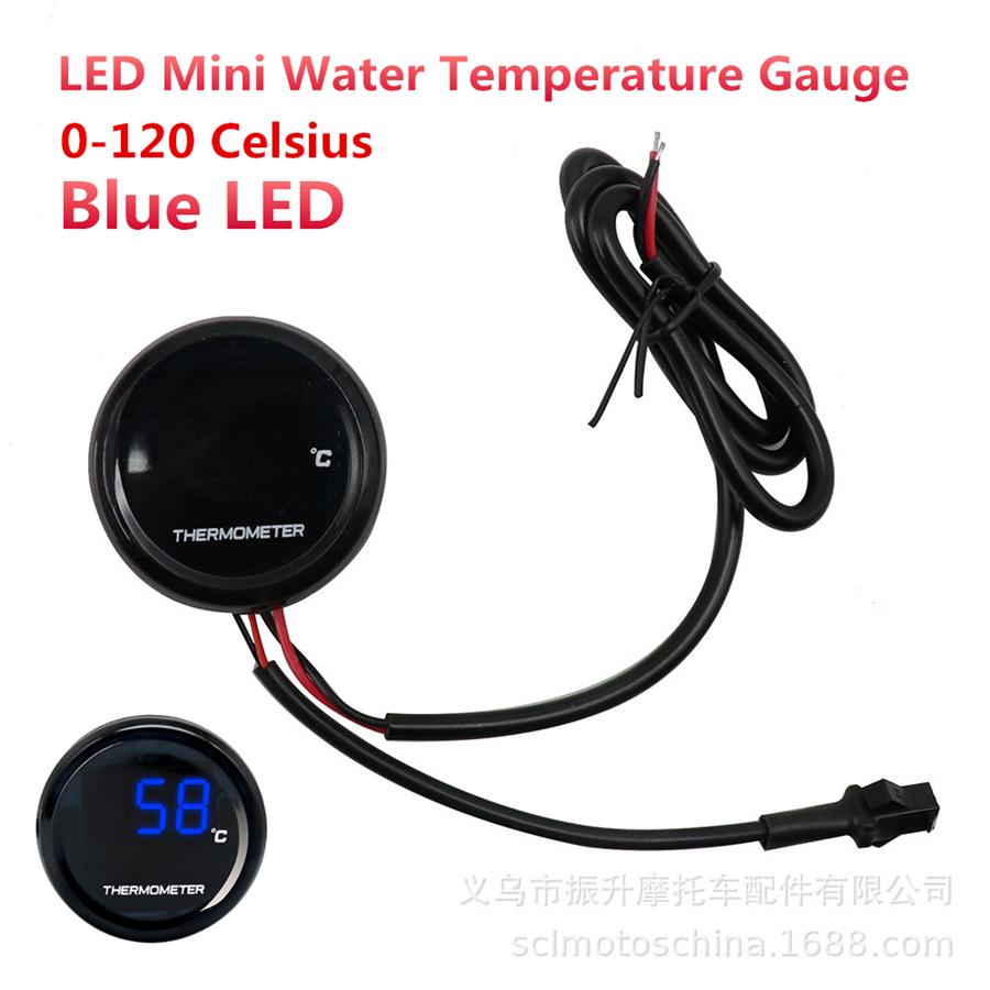 Universal Motorcycle Thermometer Instruments Water Temp Temperature LED Digital Display Gauge Meter With 22mm Temp Temperature Sensor Adapter