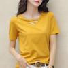 V-neck T-shirt Women's Short-sleeved Summer Chicken Heart Collar Solid Color Half-sleeved Short T Loose Casual Solid Color Bottoming Shirt