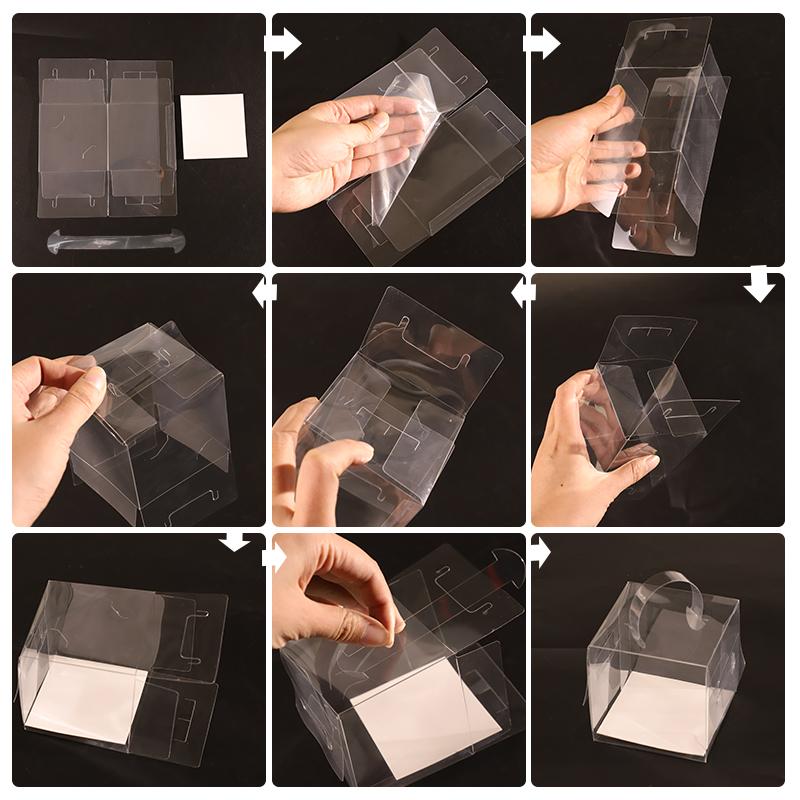 Transparent Cake Box Plastic Dessert Cupcake Packaging Box with Handle Wedding Birthday Party Supplies Gift Wrapping Decoration