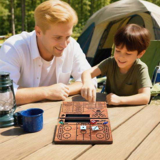 Yangyizhi Wooden Hockey Dice Game, Family Night Party Tabletop Game with & Pegs, Competitive Board for Kids, Teen, Adults
