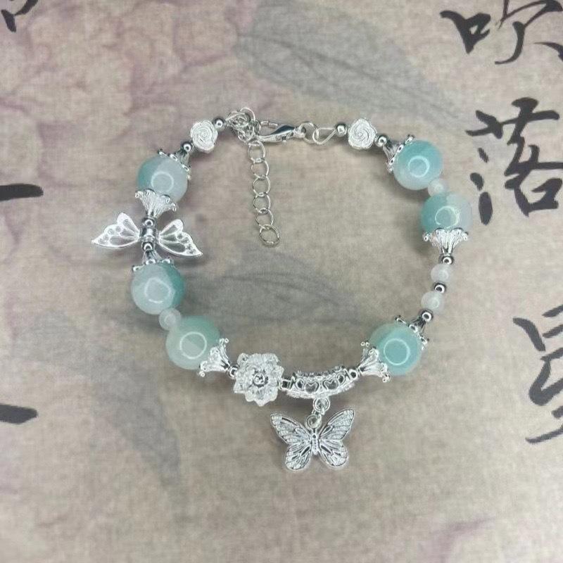 Niche Design Star Chain Tassel Bracelet for Women Fantasy Blue Crystal Beads Elastic Rope Bracelet Best Friend Zircon Gifts