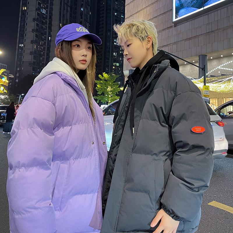Padded-on Men's Winter Thickened Contrasting Color Bread Clothes Women's Jackets Student Tide Loose Couple Padded Jackets