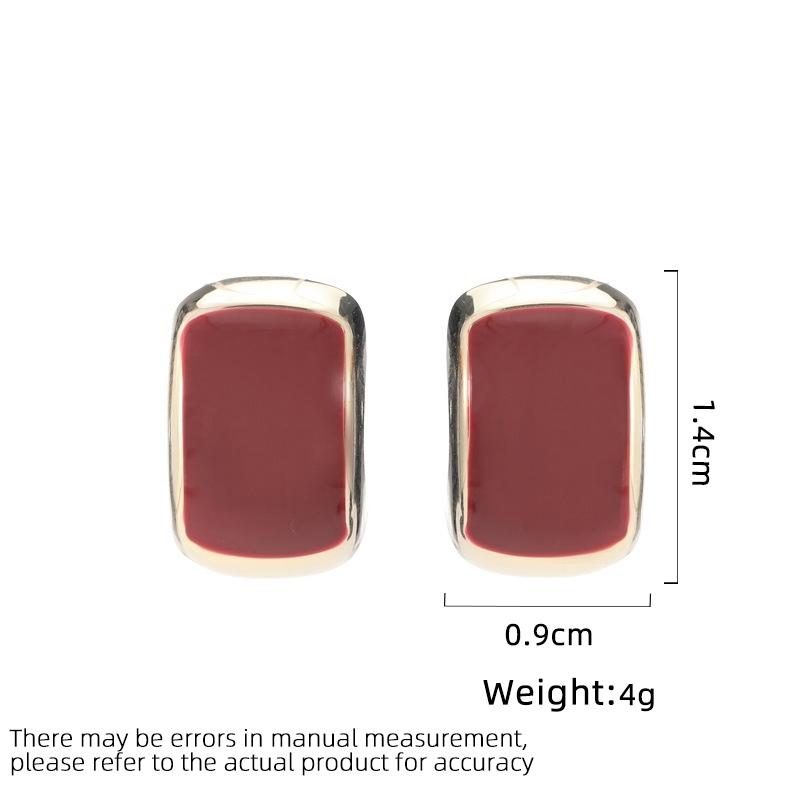 Women's light luxury design elegant Vintage enamel geometric earrings fashionable and versatile, niche design earrings