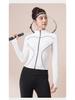 Spring Peach Sports Jacket: Stand-Up Collar, Slim Fit, Reflective, Long Sleeve, Windproof for Yoga, Running, and Cycling.