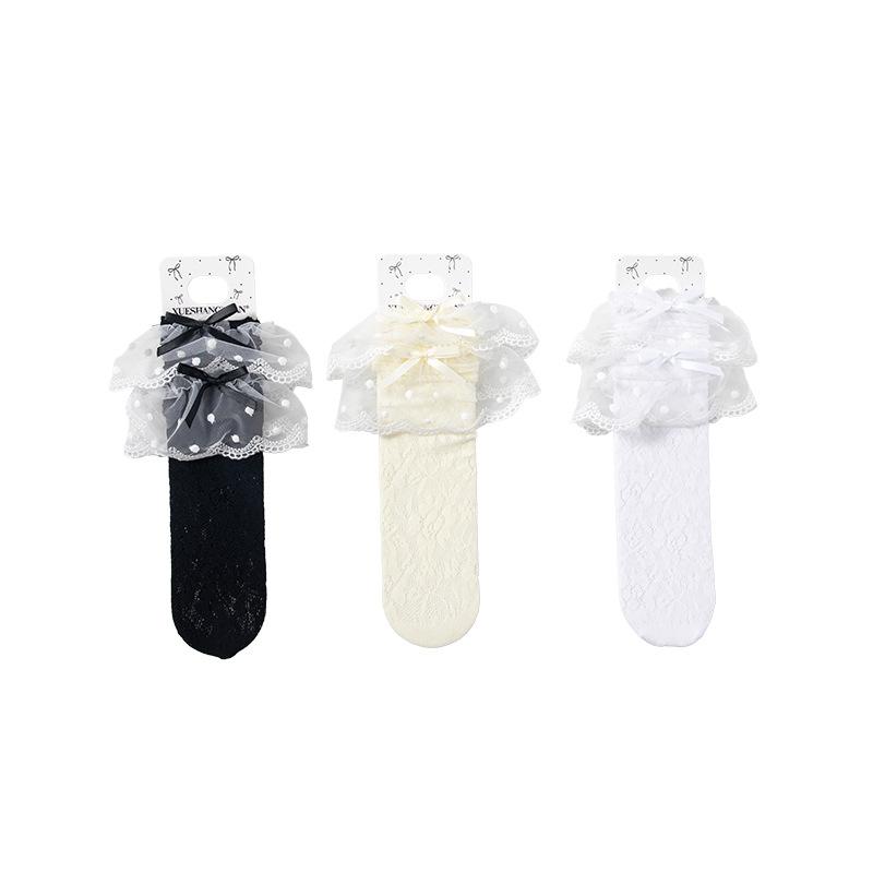 Lace Lace Socks for Women Spring and Summer, Thin Pile Socks, Lolita Rose Ballet-style Bow Stockings