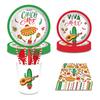 Mexico Fiesta Cactus Theme Party Disposable Tableware Paper Plates Cup Napkins Taco Balloon Mexican Party Favors Decor Supplies