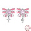 New Sweet 925 Silver Women's Princess Powder Gemstone Blue Kind Bow Design Earrings Fit Party Exquisite Jewelry Gifts