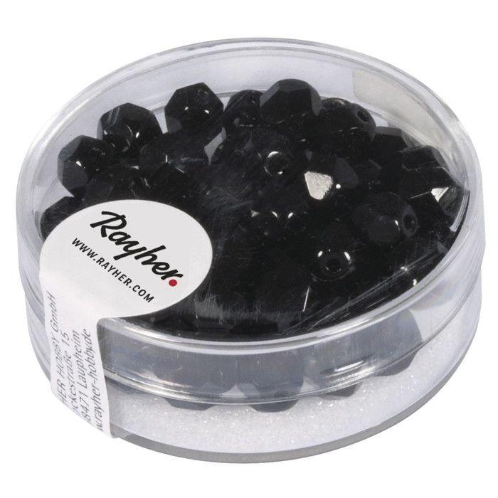 Perle facettée en verre - RAYHER - 6mm - Vert marin - Boîte de 50 pièces