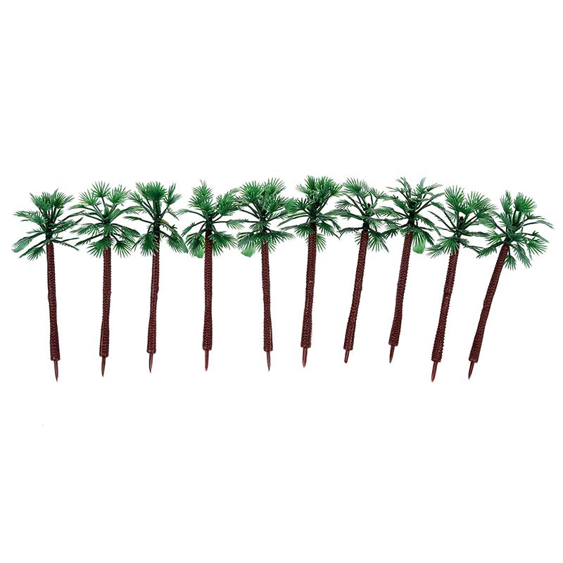 9cm High Scale 1:100 Green Plastic Short Palm Model Tree 10 Pcs AD